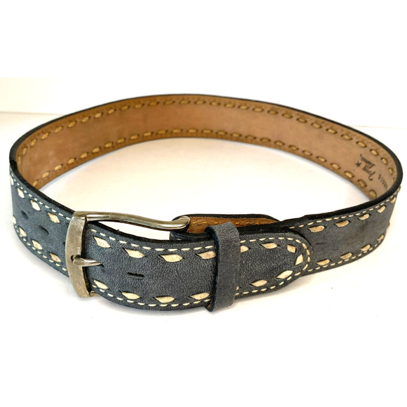 Vintage 70's Tony Lama Leather Belt 48616 Gray Tan Sz 28 Waist - Picture 4 of 6